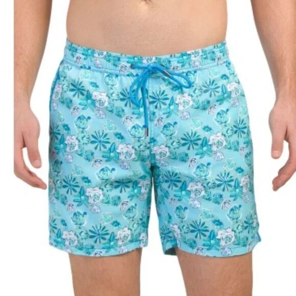 Mr Swim mens Blue Daisy Roses Swim Shorts Swim Trunks size Small 7.5" inseam $75
